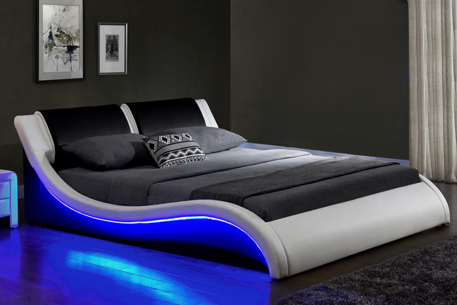 1178-1 LED estofado futurista LED Wave Bed Frame