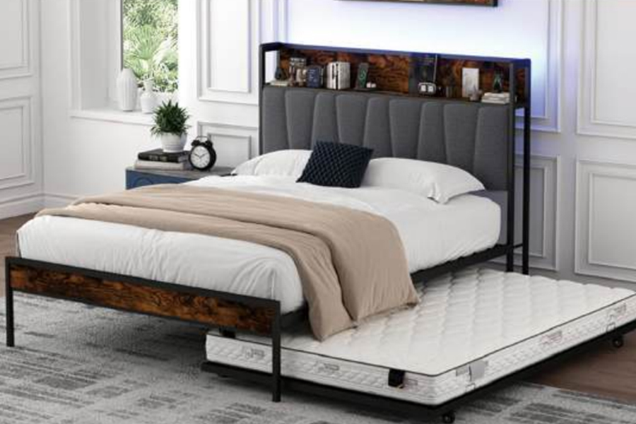 Estrutura de cama em beliche de metal estilo industrial 4550-1U