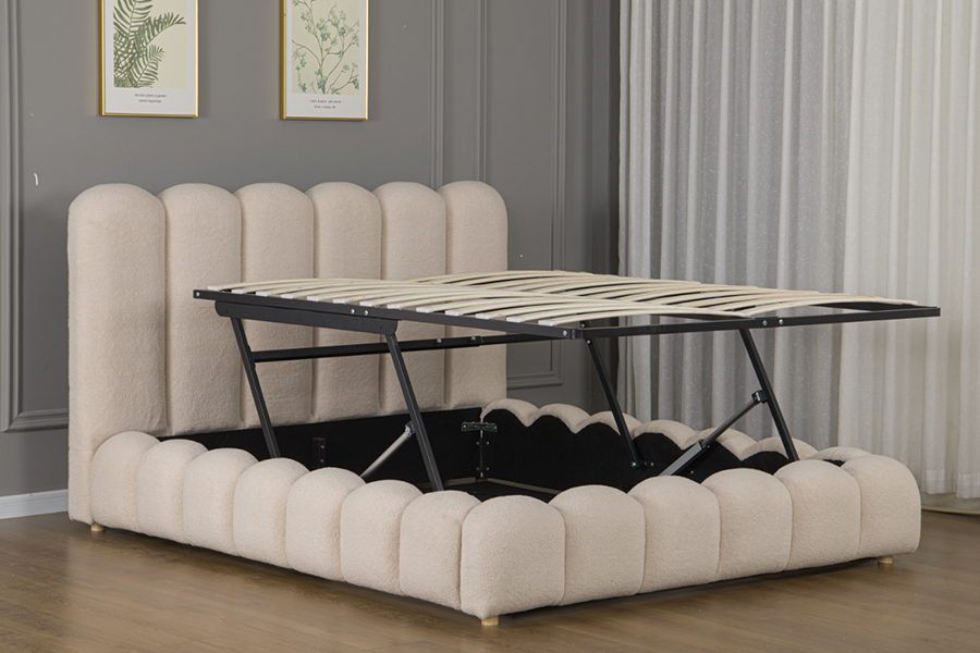 4878G Gavetas Armazenamento Estrutura de cama com estofamento macio 3D em forma de pétala