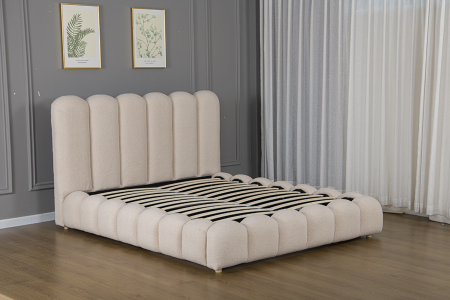 4878G Gavetas Armazenamento Estrutura de cama com estofamento macio 3D em forma de pétala