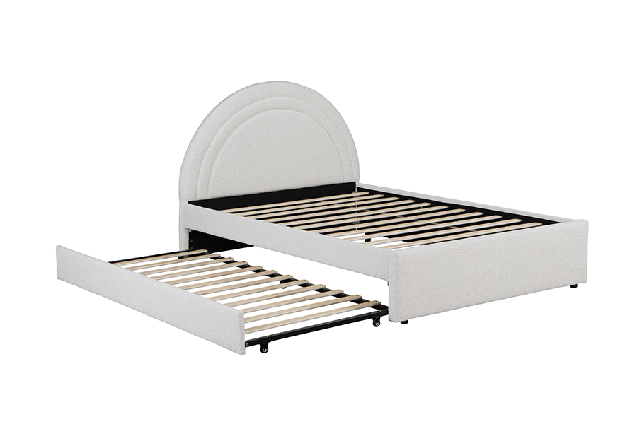 Estrutura de cama curva estofada em beliche 4542 com rodízio