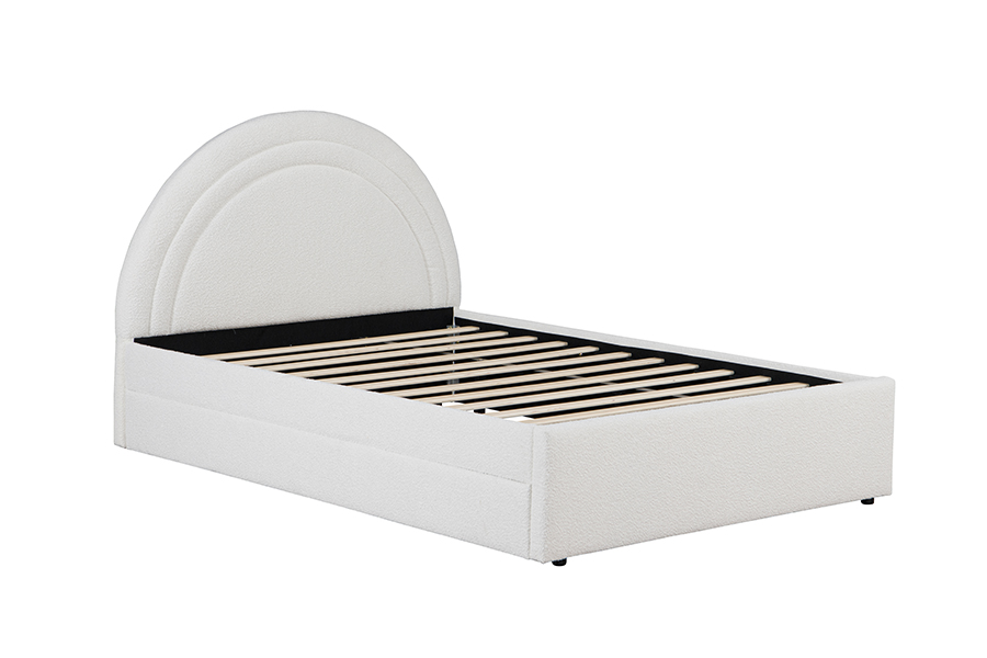 Estrutura de cama curva estofada em beliche 4542 com rodízio