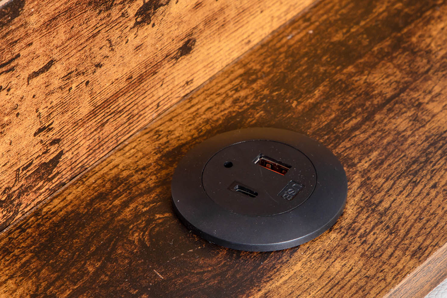 A002-1-3DU USB estofada estrutura de cama com cabeceira integrada