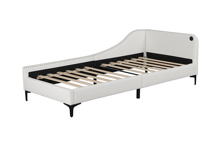 Estrutura de cama de couro estofada em forma de L USB 4546-3U