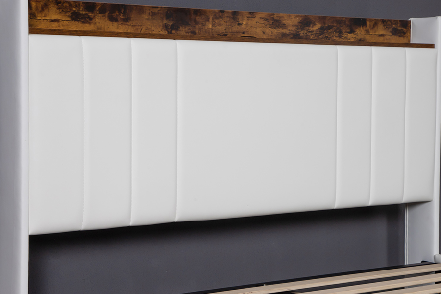 A002-1-3DU USB estofada estrutura de cama com cabeceira integrada