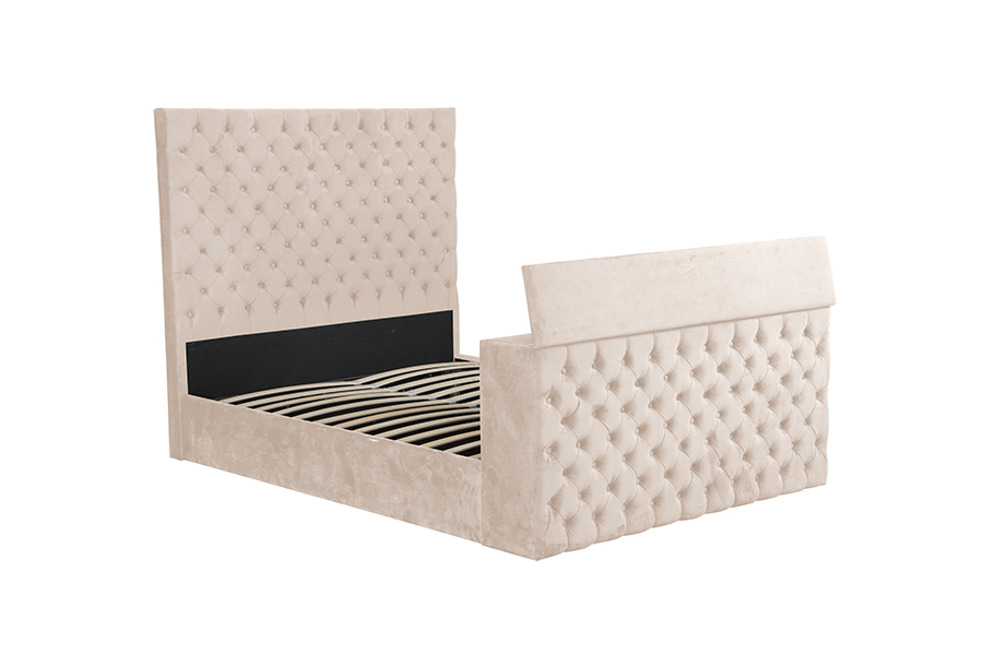Cama motorizada com suporte de TV elevável 4652BG para quartos pequenos