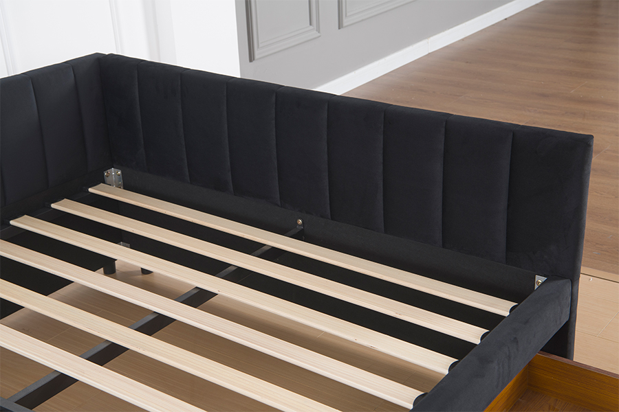 Sofá-cama de veludo com armazenamento 4856D para espaços pequenos