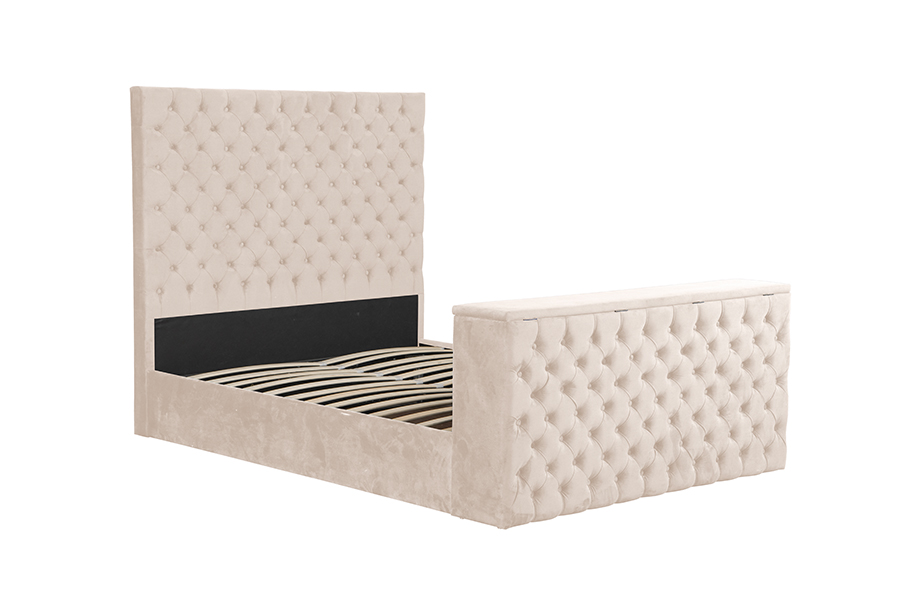Cama motorizada com suporte de TV elevável 4652BG para quartos pequenos