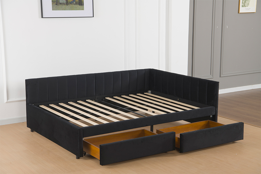Sofá-cama de veludo com armazenamento 4856D para espaços pequenos