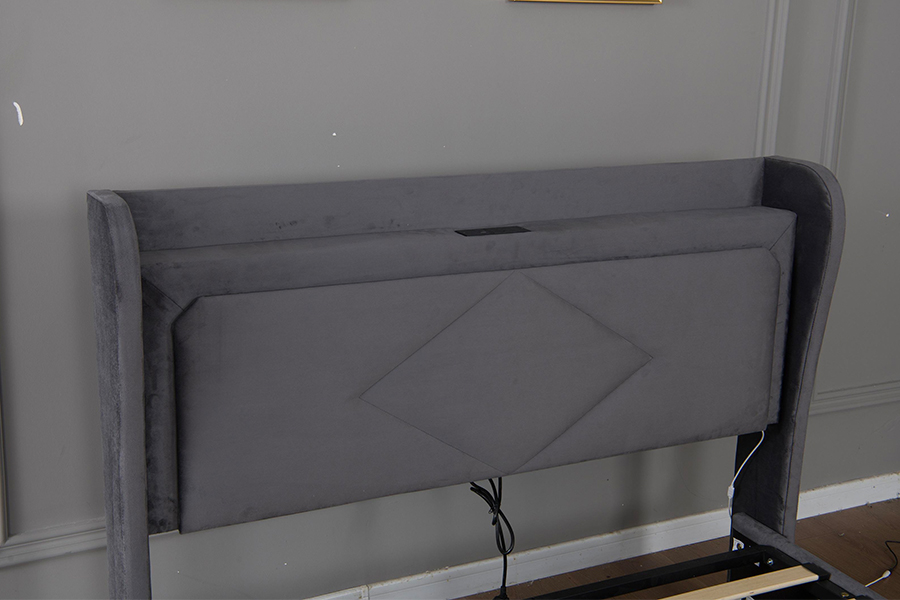 5005-1-3GU Estrutura da cama de armazenamento hidráulico estofada ajustável e ecológica