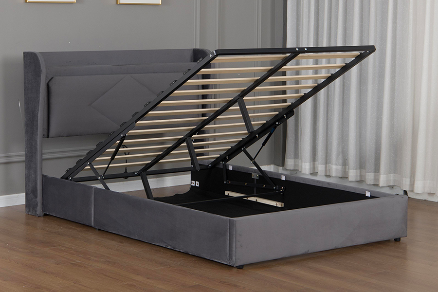 5005-1-3GU Estrutura da cama de armazenamento hidráulico estofada ajustável e ecológica