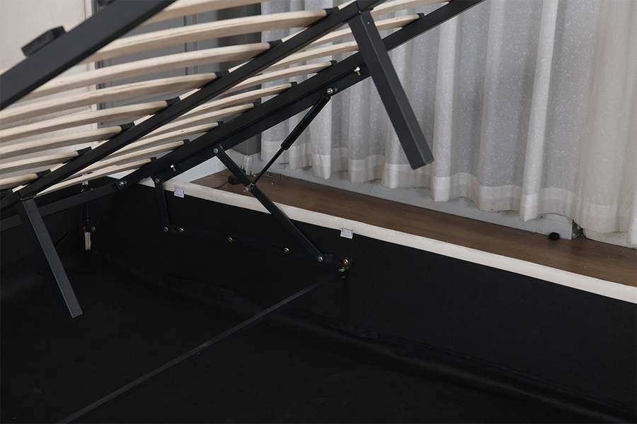 5032-1G cabeceira curvada de madeira LED estrutura de cama estofada
