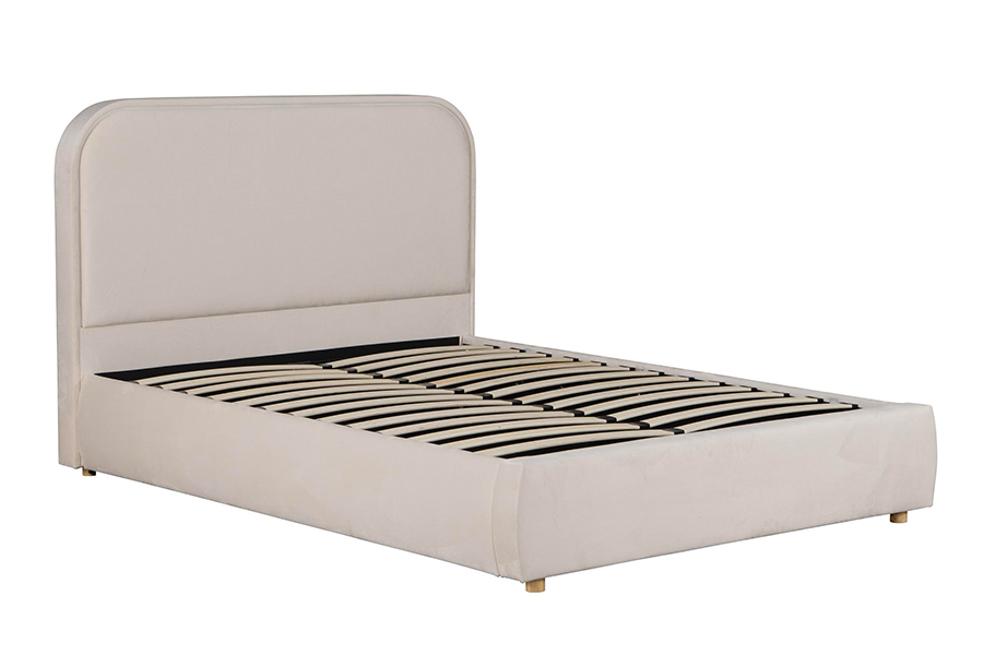 5032-1G cabeceira curvada de madeira LED estrutura de cama estofada