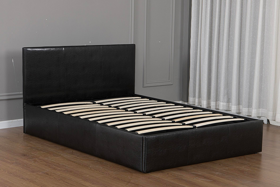 quadro estofado da cama do armazenamento do couro preto moderno do falso 5030G