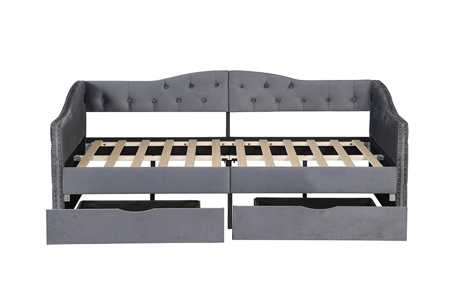 N13 europeu moderno almofada de veludo cinza sofá cama de armazenamento
