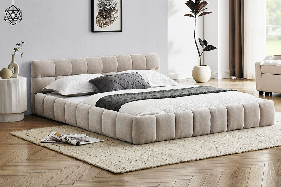 N11 Design quadrado moderno Estrutura de cama estofada confortável e ajustável