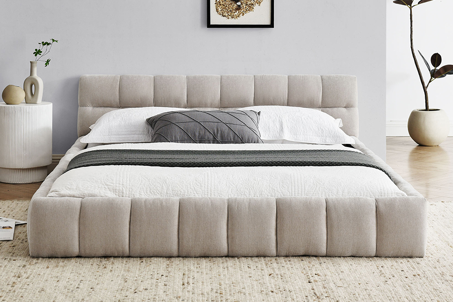 N11 Design quadrado moderno Estrutura de cama estofada confortável e ajustável
