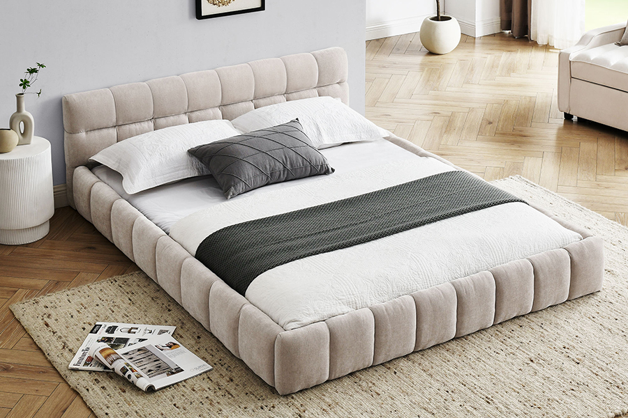 N11 Design quadrado moderno Estrutura de cama estofada confortável e ajustável