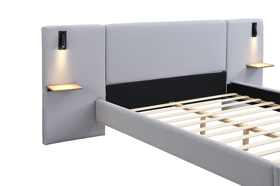 N1 obscuridade - quadro estofado da cama do diodo emissor de luz resistente da veneziana da tela durável cinzenta