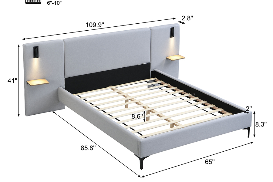 N1 obscuridade - quadro estofado da cama do diodo emissor de luz resistente da veneziana da tela durável cinzenta