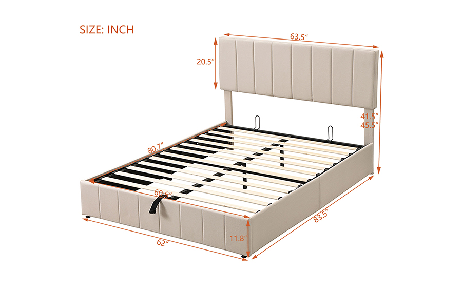 N19 cabeceira tufada listrada vertical quadros de cama estofados de armazenamento
