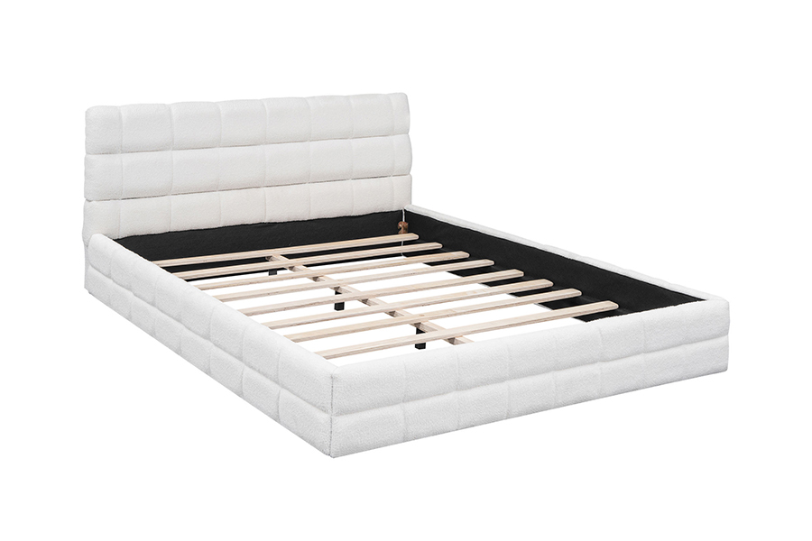Quadro estofado beliche da cama do trundle da cama de plataforma ajustável da tela da peluche do luxuoso N20