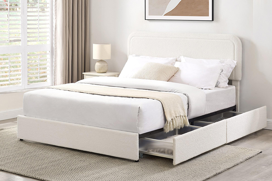 Quadros estofados duráveis ​​da cama do armazenamento das gavetas do armazenamento da cama N3