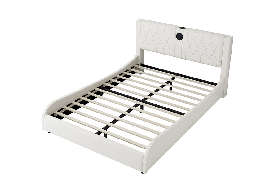 Quadro estofado da cama do diodo emissor de luz macio branco moderno da cama da plataforma N8 ajustável