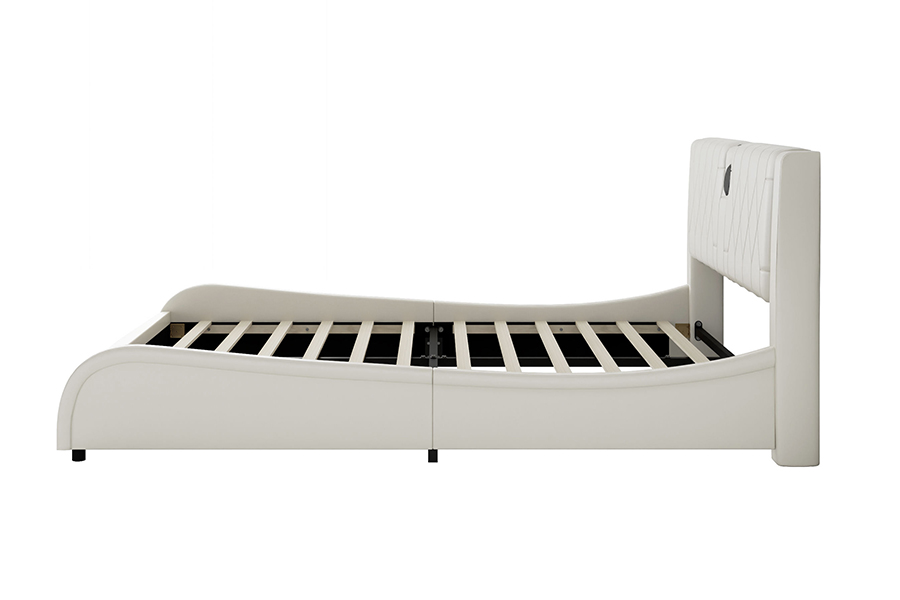 Quadro estofado da cama do diodo emissor de luz macio branco moderno da cama da plataforma N8 ajustável
