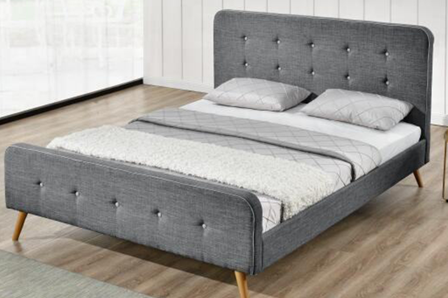 Cama estofada de alta durabilidade do quadro de cama de tecido de linho 1161
