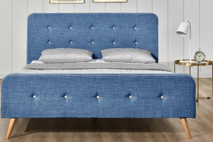Cama estofada de alta durabilidade do quadro de cama de tecido de linho 1161