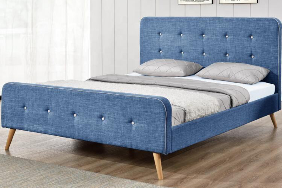 Cama estofada de alta durabilidade do quadro de cama de tecido de linho 1161