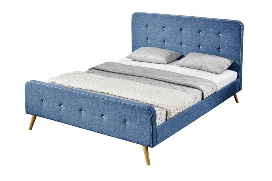 Cama estofada de alta durabilidade do quadro de cama de tecido de linho 1161