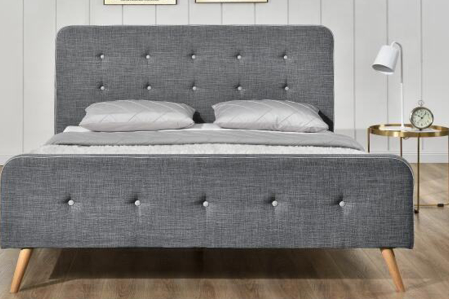 Cama estofada de alta durabilidade do quadro de cama de tecido de linho 1161