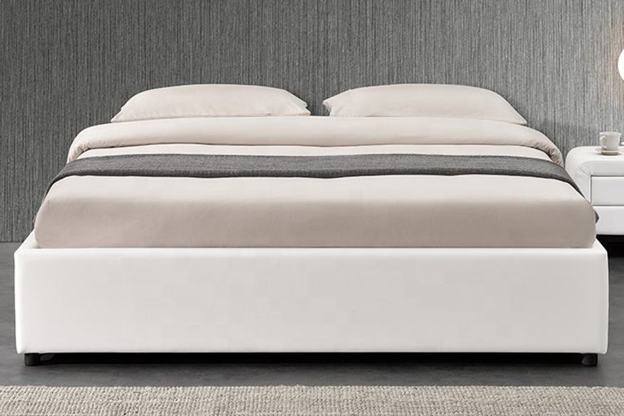 Cama estofada de linho com design de elevador a gás otomano 1151