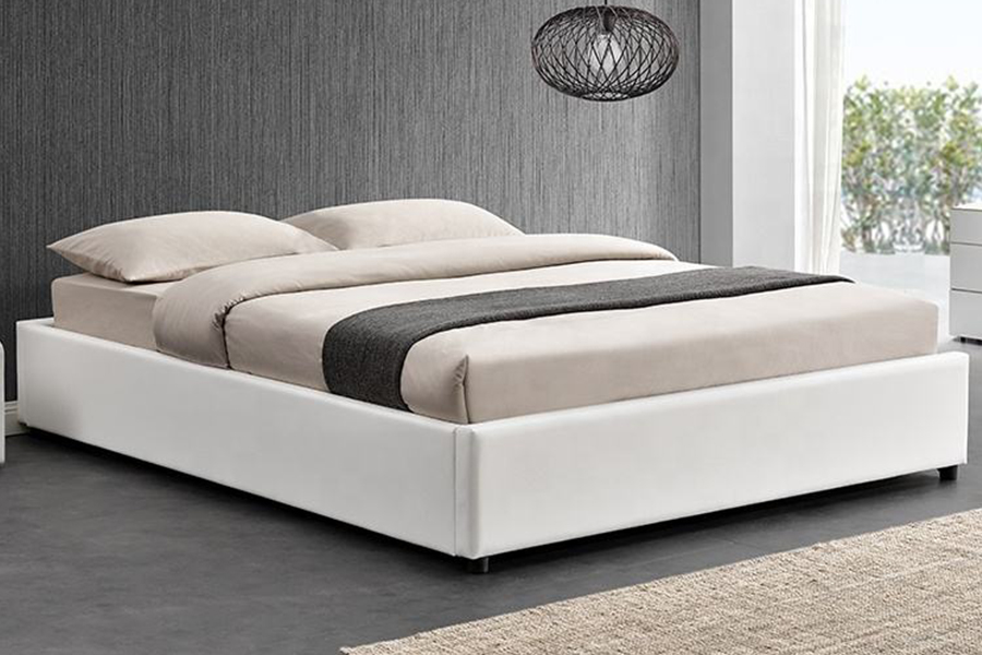 Cama estofada de linho com design de elevador a gás otomano 1151