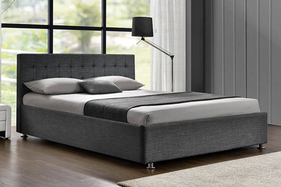 Cama estofada de linho com design de elevador a gás otomano 1151