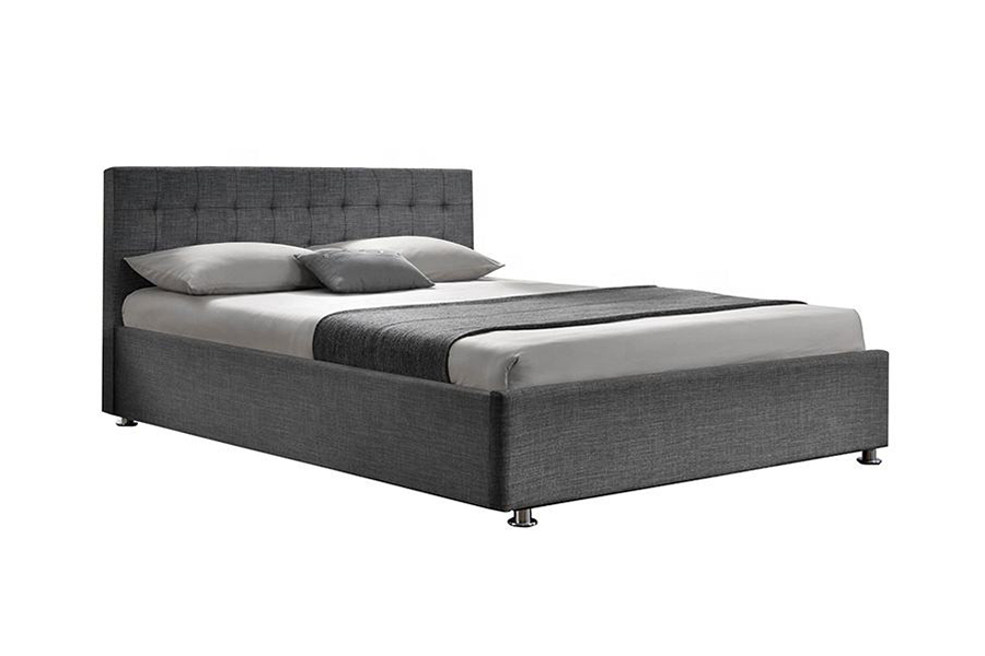 Cama estofada de linho com design de elevador a gás otomano 1151