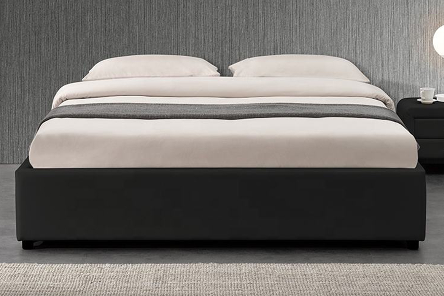 Cama estofada de linho com design de elevador a gás otomano 1151