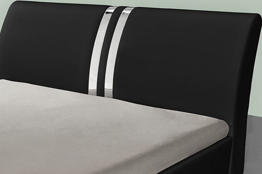 Cama de casal estofada em couro PU de estilo nórdico moderno 1143
