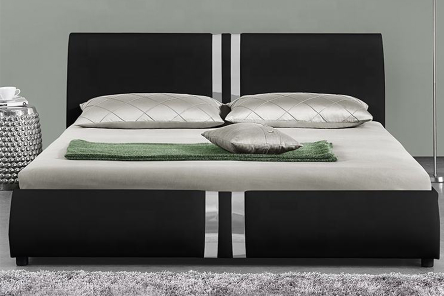 Cama de casal estofada em couro PU de estilo nórdico moderno 1143