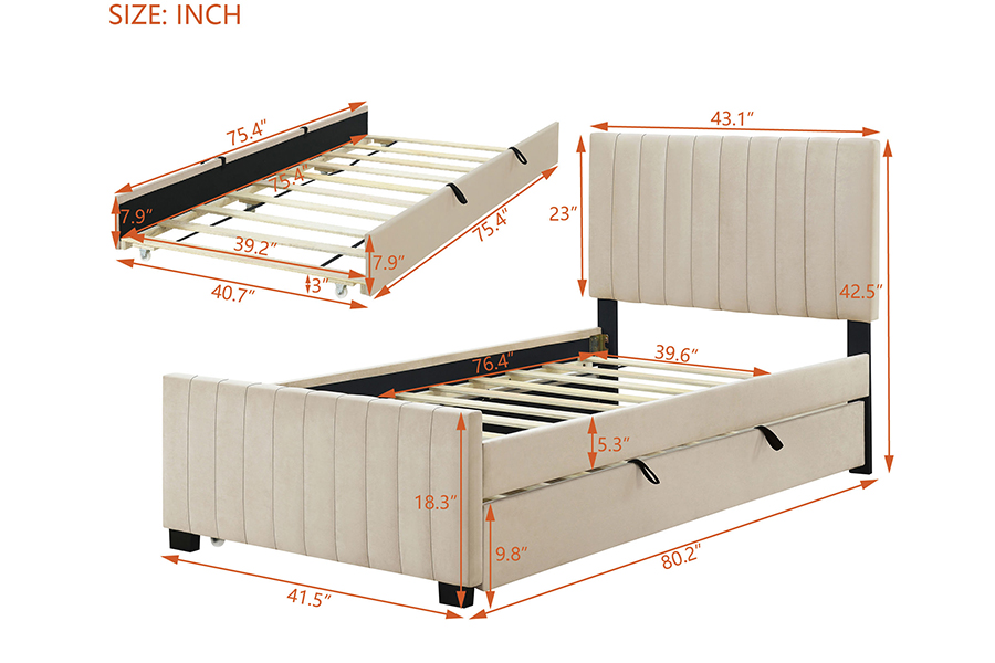 Quadro de cama estofado beliche ecológico durável N9
