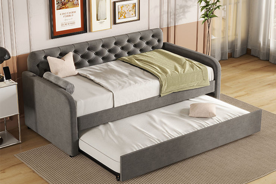 1323 Estrutura de cama estofada em beliche com estrutura macia e de madeira