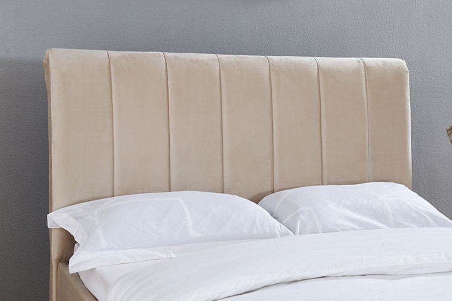 Cama estofada arredondada com cabeceira de tecido macio 1312