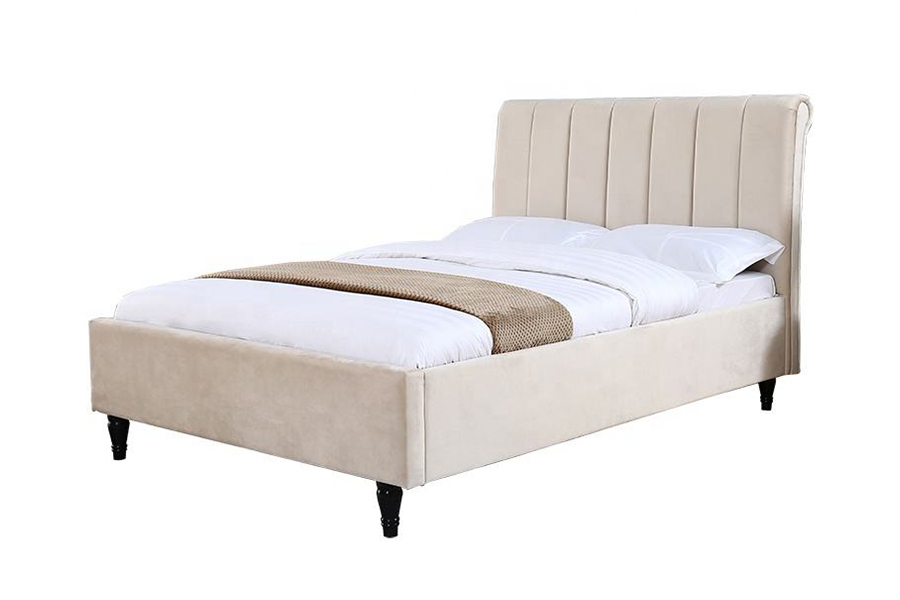 Cama estofada arredondada com cabeceira de tecido macio 1312