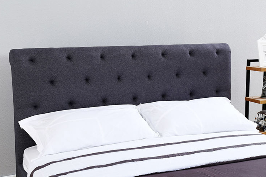 1307 Estofamento de linho tufado marrom Estrutura de cama estofada para armazenamento