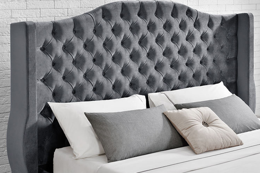 Cama estofada com estofamento em tecido de estilo luxuoso 1268