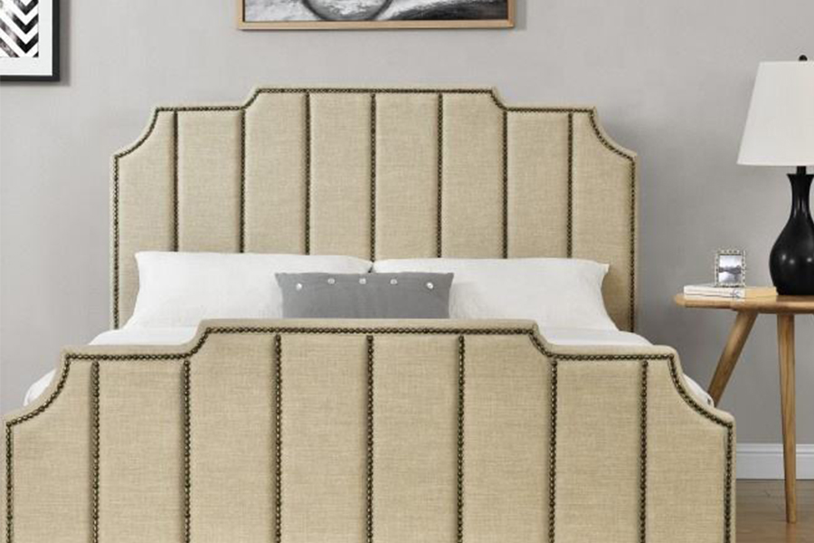 Cama estofada com estrutura de cama de casal em tecido de veludo 1205