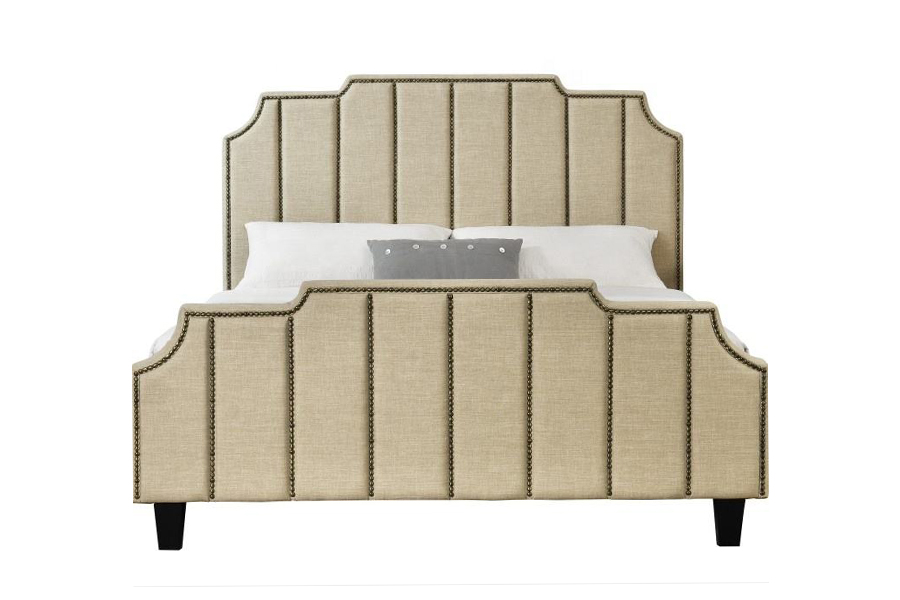 Cama estofada com estrutura de cama de casal em tecido de veludo 1205