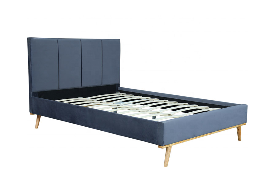 1457 Cama estofada de veludo com design simples e moderno mais recente